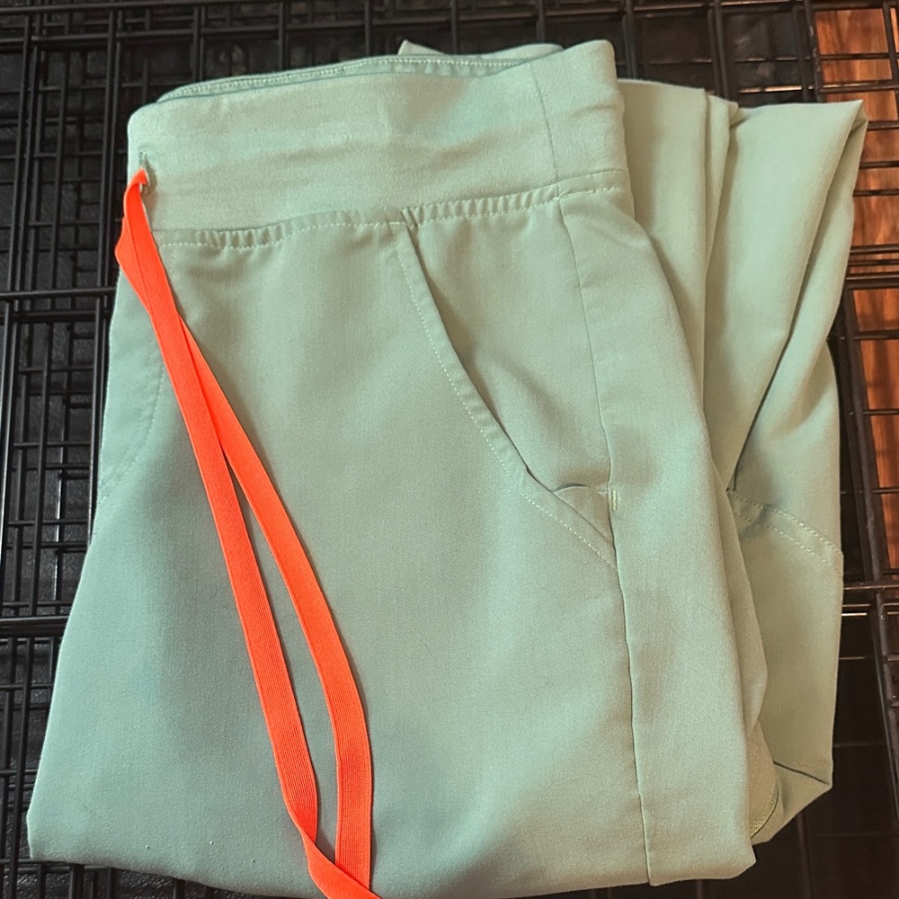 Figs Mint Green Joggers with Orange Accent